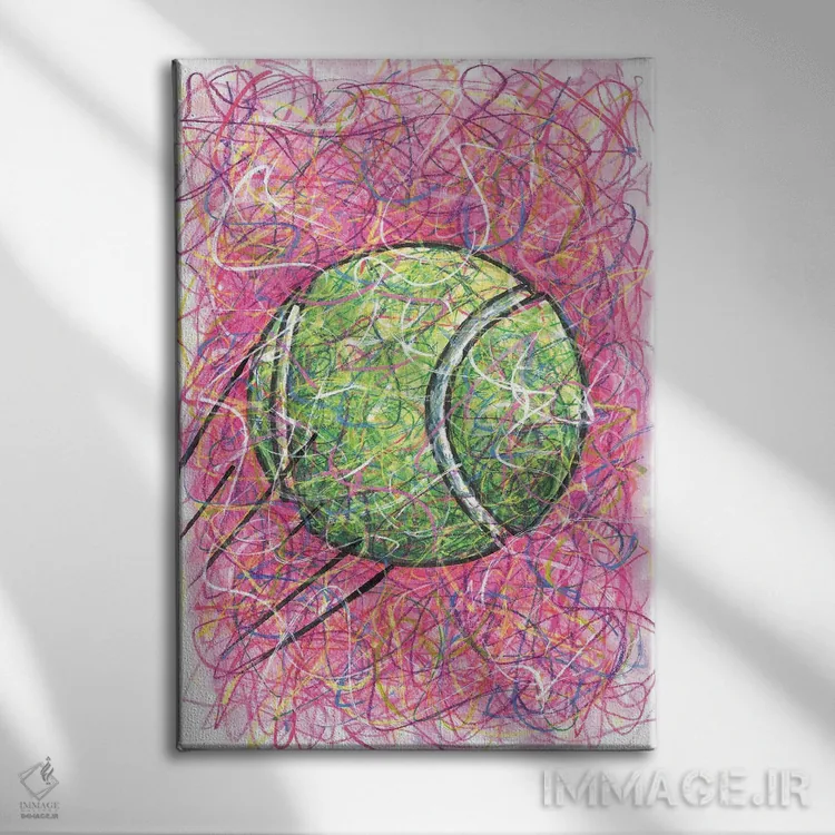 تابلو دکوراتیو توپ تنیس اثر کیت سلام - نمای روبهرو روی دیوار