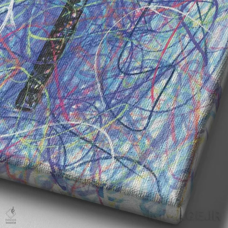 تابلو دکوراتیو راکت تنیس اثر کیت سلام - نمای نزدیک بافت بوم