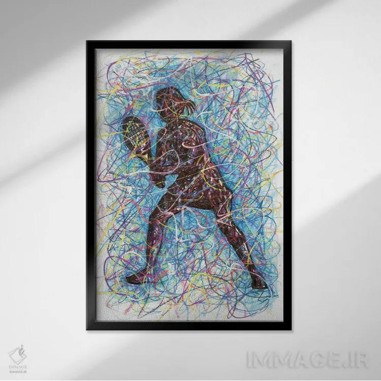 تابلو دکوراتیو بازیکن تنیس زن اثر کیت سلام - نمای قابدار مشکی