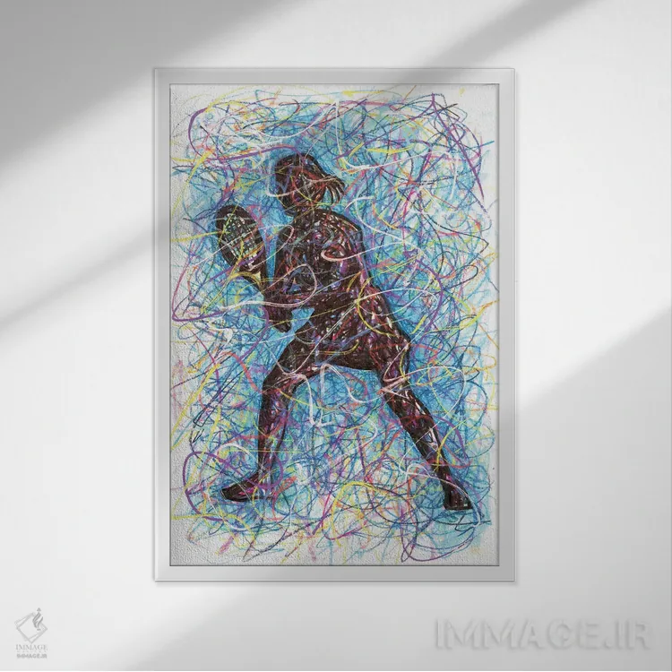 تابلو دکوراتیو بازیکن تنیس زن اثر کیت سلام - نمای قابدار سفید