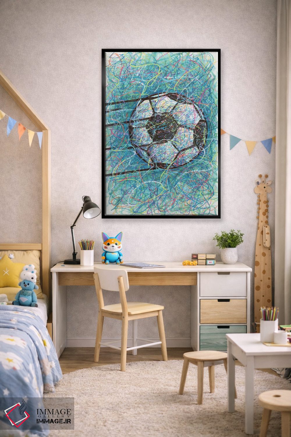 تابلو دکوراتیو شوت فوتبال اثر کیت سلام - D2B