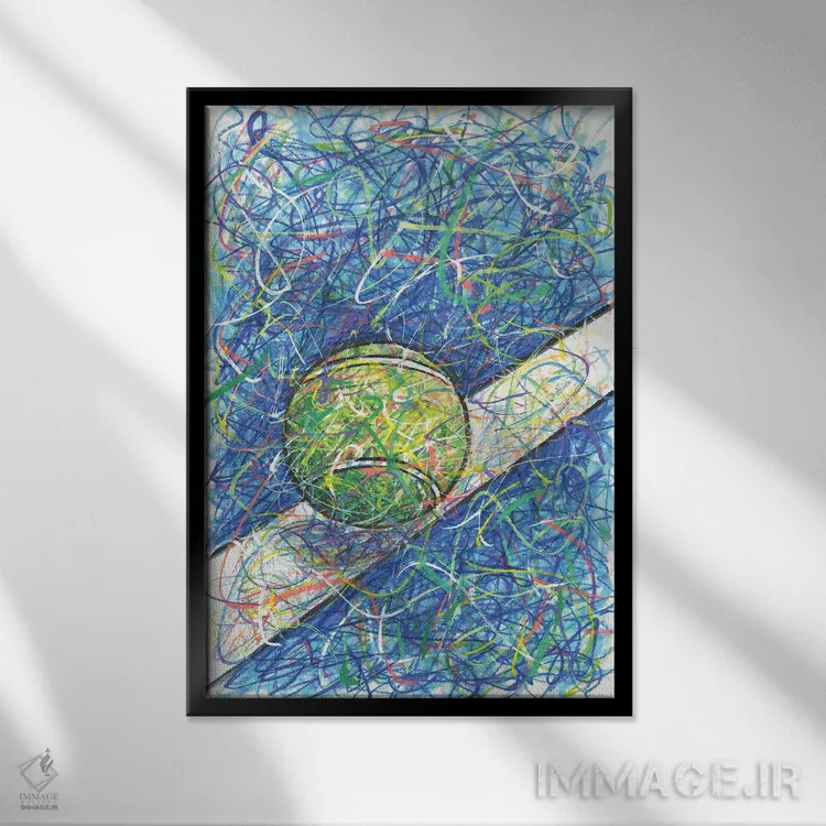 تابلو دکوراتیو زمین تنیس اثر کیت سلام - نمای قابدار مشکی