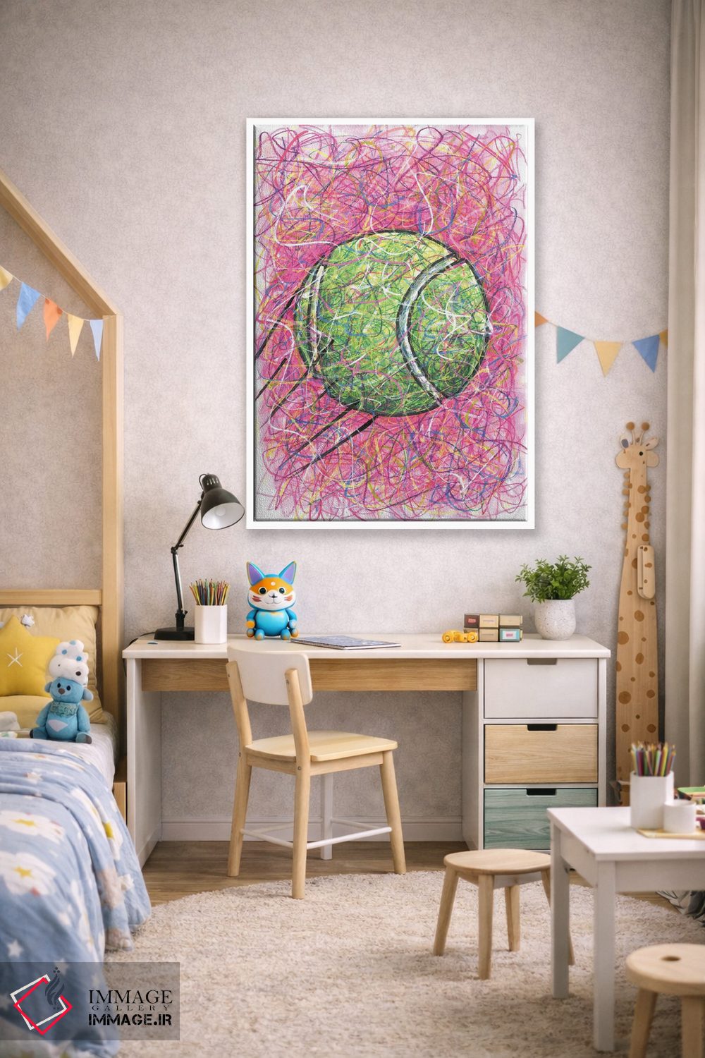 تابلو دکوراتیو توپ تنیس اثر کیت سلام - D1W