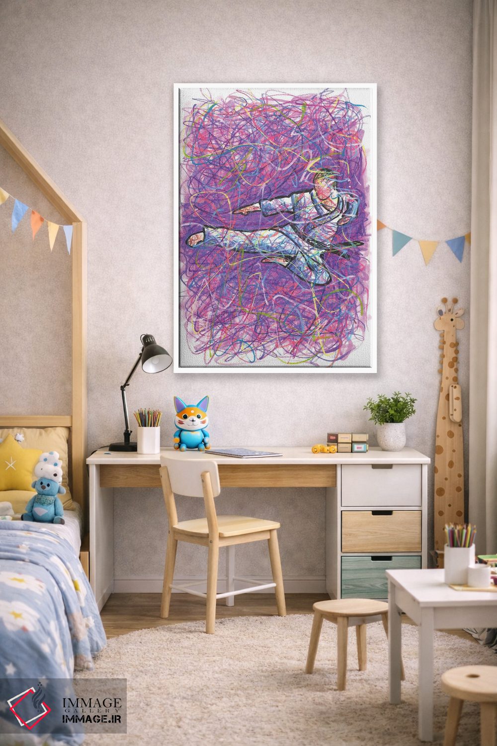 تابلو دکوراتیو ضربه پا کاراته اثر کیت سلام - D1W