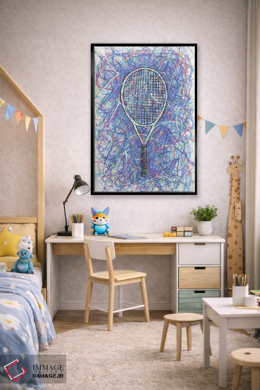 تابلو دکوراتیو راکت تنیس اثر کیت سلام - D2B
