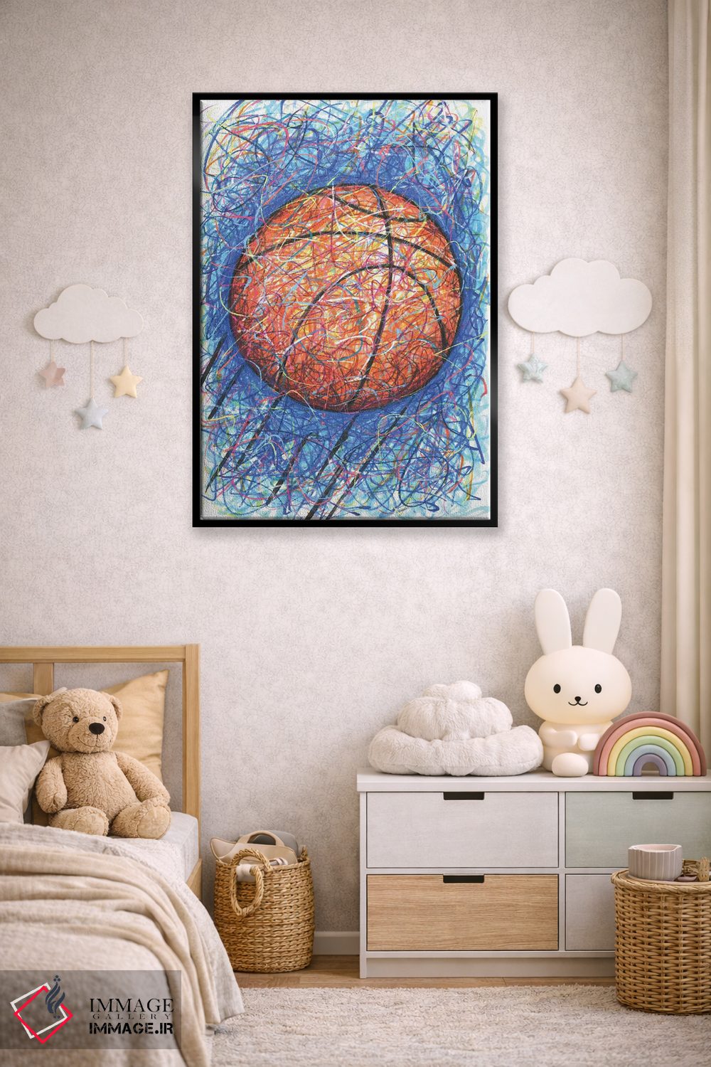 تابلو دکوراتیو شوت بسکتبال اثر کیت سلام - D6B