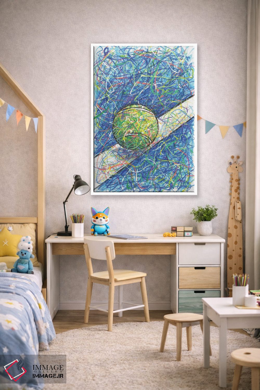 تابلو دکوراتیو زمین تنیس اثر کیت سلام - D1W