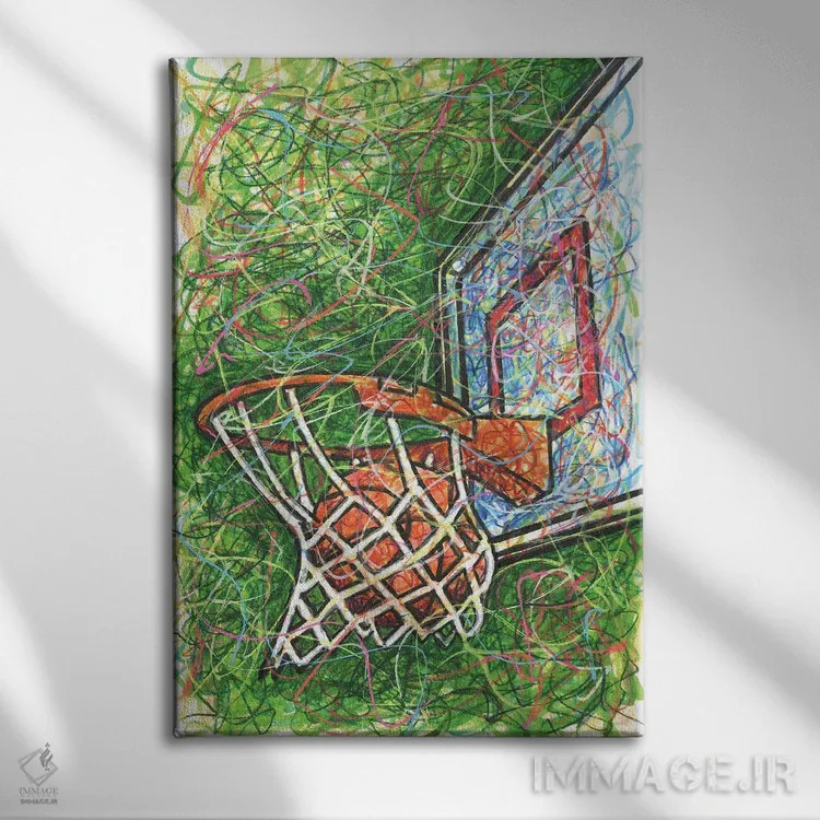تابلو دکوراتیو حلقه بسکتبال اثر کیت سلام - نمای روبهرو روی دیوار
