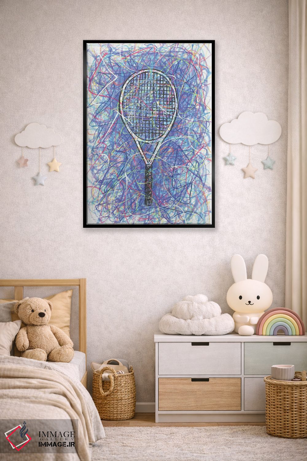 تابلو دکوراتیو راکت تنیس اثر کیت سلام - D6B