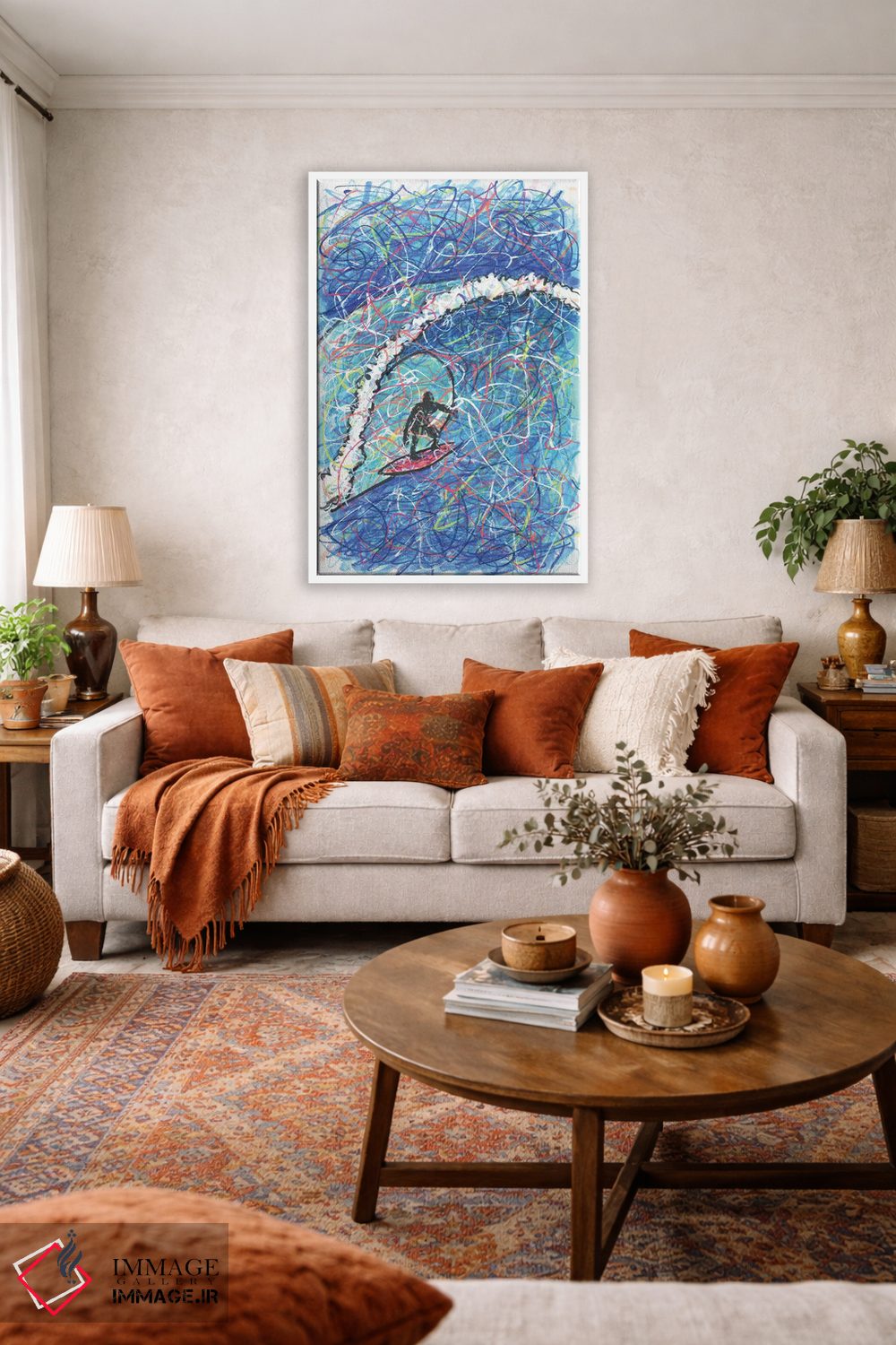 تابلو دکوراتیو موج سواری روی موج اثر کیت سلام - D5W