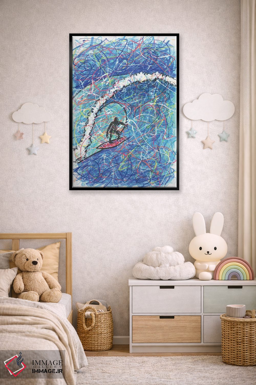 تابلو دکوراتیو موج سواری روی موج اثر کیت سلام - D6B