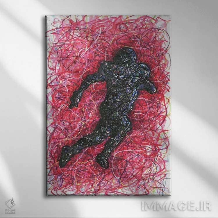تابلو دکوراتیو دونده عقب فوتبال آمریکایی اثر کیت سلام - نمای روبهرو روی دیوار