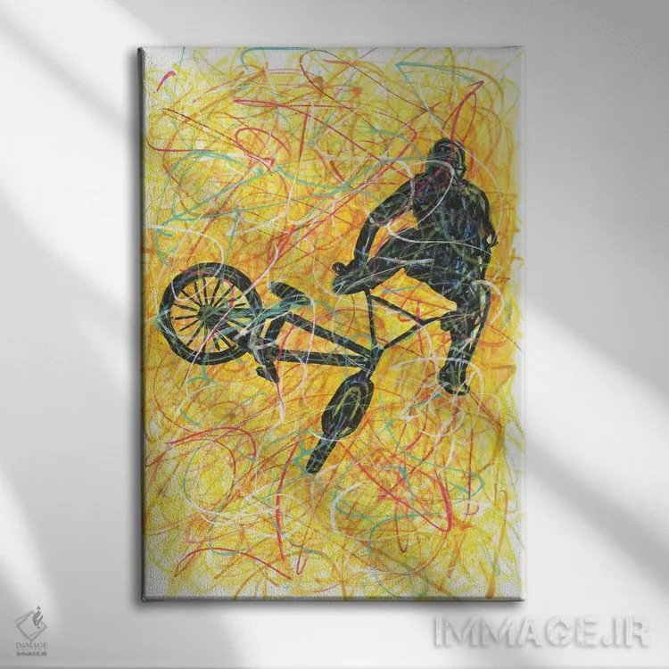 تابلو دکوراتیو حرکت نمایشی BMX اثر کیت سلام - نمای روبهرو روی دیوار
