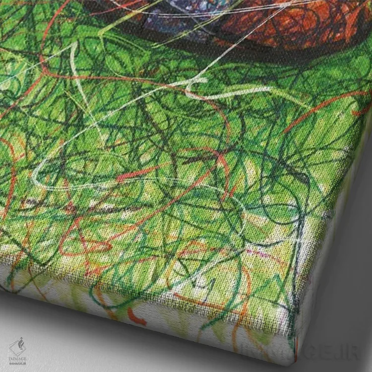 تابلو دکوراتیو پاس فوتبال اثر کیت سلام - نمای نزدیک بافت بوم