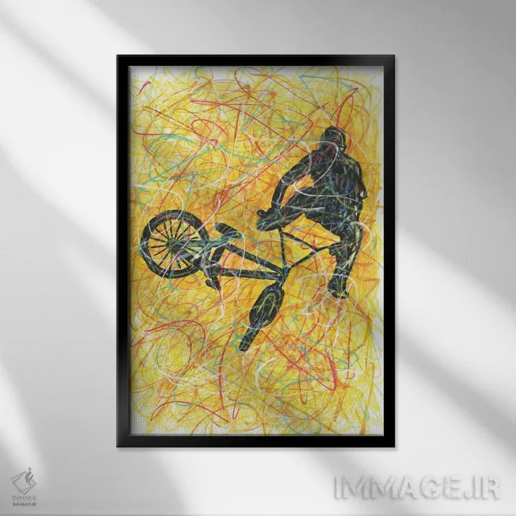 تابلو دکوراتیو حرکت نمایشی BMX اثر کیت سلام - نمای قابدار مشکی