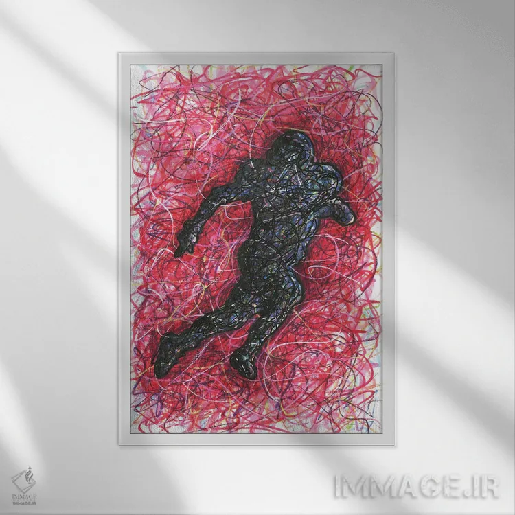 تابلو دکوراتیو دونده عقب فوتبال آمریکایی اثر کیت سلام - نمای قابدار سفید