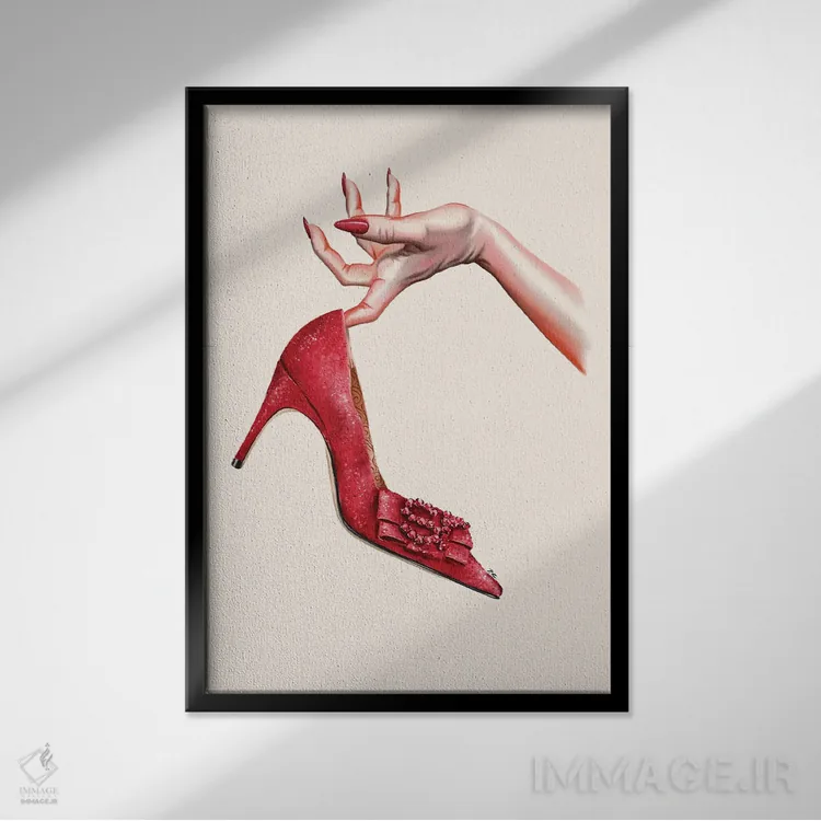 تابلو دکوراتیو کفش من! اثر کاترینا پاشه گور - نمای قابدار مشکی