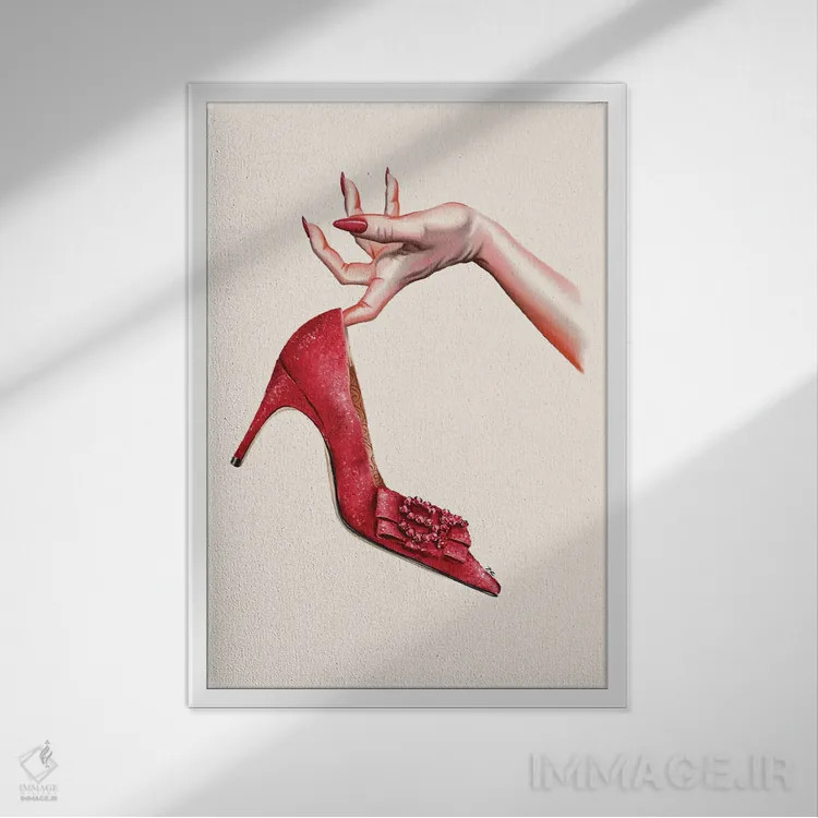 تابلو دکوراتیو کفش من! اثر کاترینا پاشه گور - نمای قابدار سفید