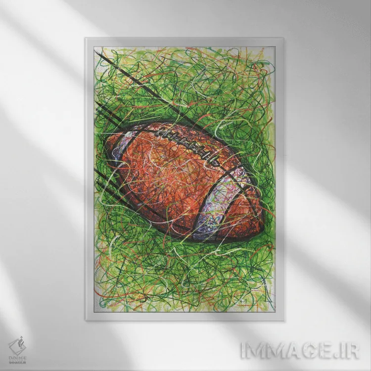 تابلو دکوراتیو پاس فوتبال اثر کیت سلام - نمای قابدار سفید