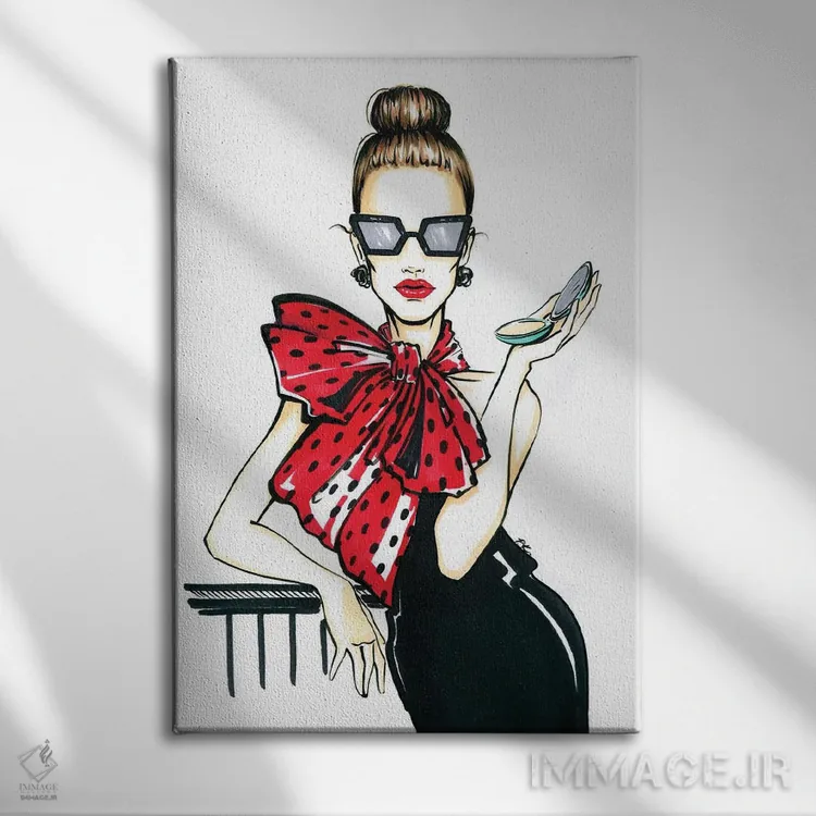 تابلو دکوراتیو دختر با پاپیون اثر کاترینا پاشه گور - نمای روبهرو روی دیوار