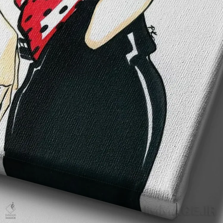 تابلو دکوراتیو دختر با پاپیون اثر کاترینا پاشه گور - نمای نزدیک بافت بوم