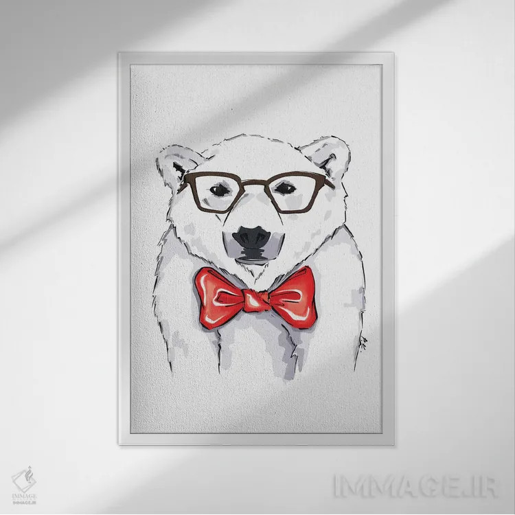 تابلو دکوراتیو خرس عروسکی اثر کاترینا پاشه گور - نمای قابدار سفید
