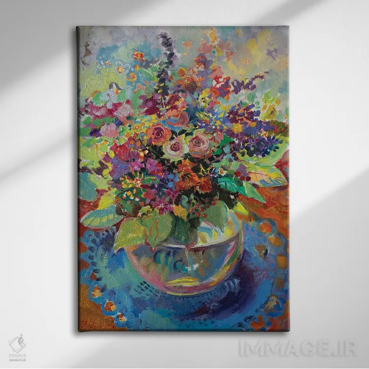 تابلو دکوراتیو دسته گل تابستانی - اوت اثر کاتارینا والوا - نمای روبهرو روی دیوار