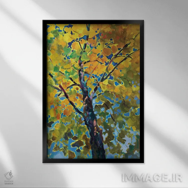 تابلو دکوراتیو درخت آفتابی اثر کاتارینا والوا - نمای قابدار مشکی