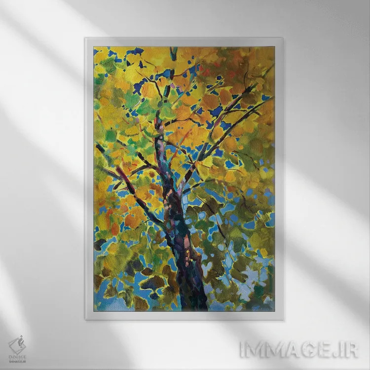 تابلو دکوراتیو درخت آفتابی اثر کاتارینا والوا - نمای قابدار سفید
