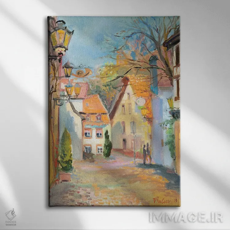 تابلو دکوراتیو شهر در بهار اثر کاتارینا والوا - نمای روبهرو روی دیوار