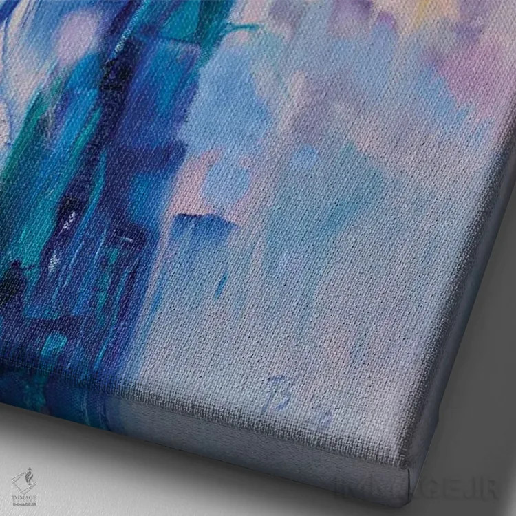 تابلو دکوراتیو درخت آبی اثر کاتارینا والوا - نمای نزدیک بافت بوم