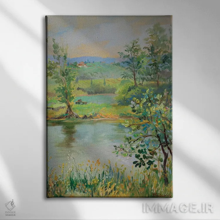 تابلو دکوراتیو برکه ماهی در توسکانی اثر کاتارینا والوا - نمای روبهرو روی دیوار