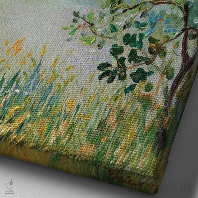 تابلو دکوراتیو برکه ماهی در توسکانی اثر کاتارینا والوا - نمای نزدیک بافت بوم