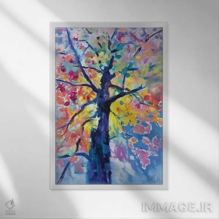 تابلو دکوراتیو درخت اثر کاتارینا والوا - نمای قابدار سفید