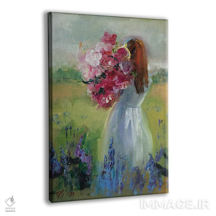 تابلو دکوراتیو دختر با گل ها اثر کاتارینا والوا - نمای پرسپکتیو محصول