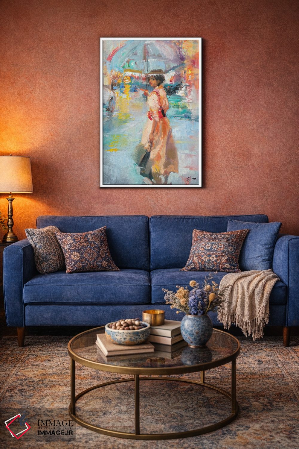 تابلو دکوراتیو دختر ناشناس زیر چتر اثر کاتارینا والوا - D2W