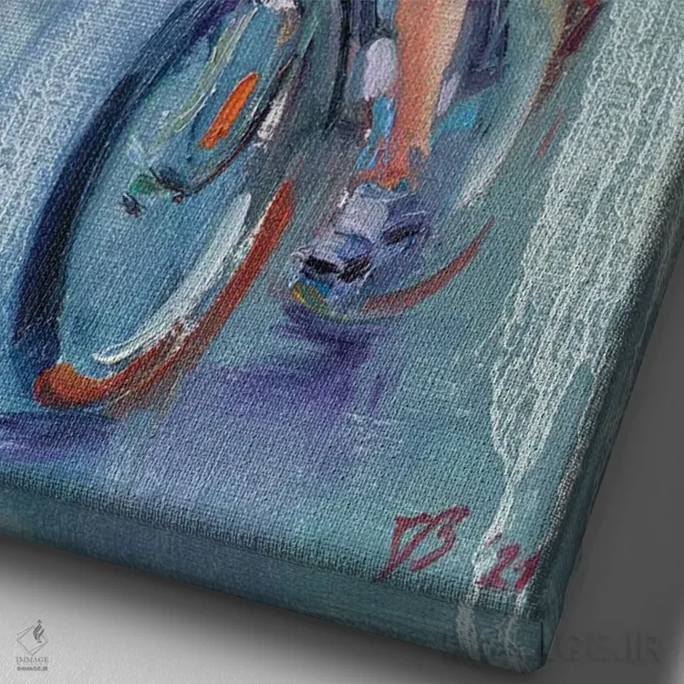 تابلو دکوراتیو دختر با بره قرمز اثر کاتارینا والوا - نمای نزدیک بافت بوم