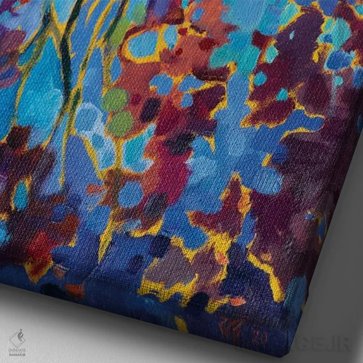 تابلو دکوراتیو منظره پاییزی با انعکاس اثر کاتارینا والوا - نمای نزدیک بافت بوم