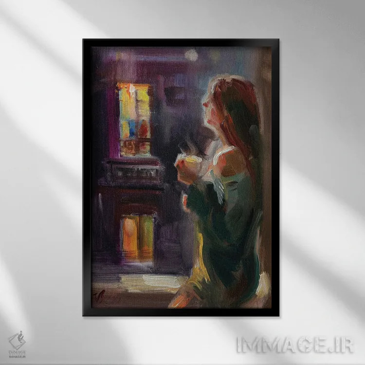 تابلو دکوراتیو عصر گرم اثر کاتارینا والوا - نمای قابدار مشکی