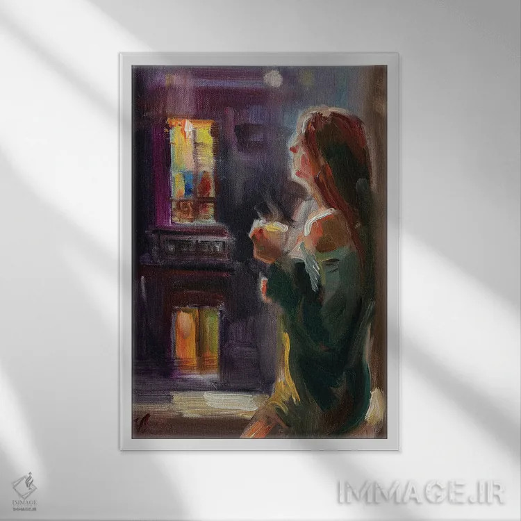 تابلو دکوراتیو عصر گرم اثر کاتارینا والوا - نمای قابدار سفید