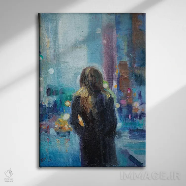 تابلو دکوراتیو روز بارانی در شهر اثر کاتارینا والوا - نمای روبهرو روی دیوار