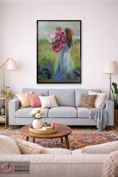 تابلو دکوراتیو دختر با گل ها اثر کاتارینا والوا - D1B