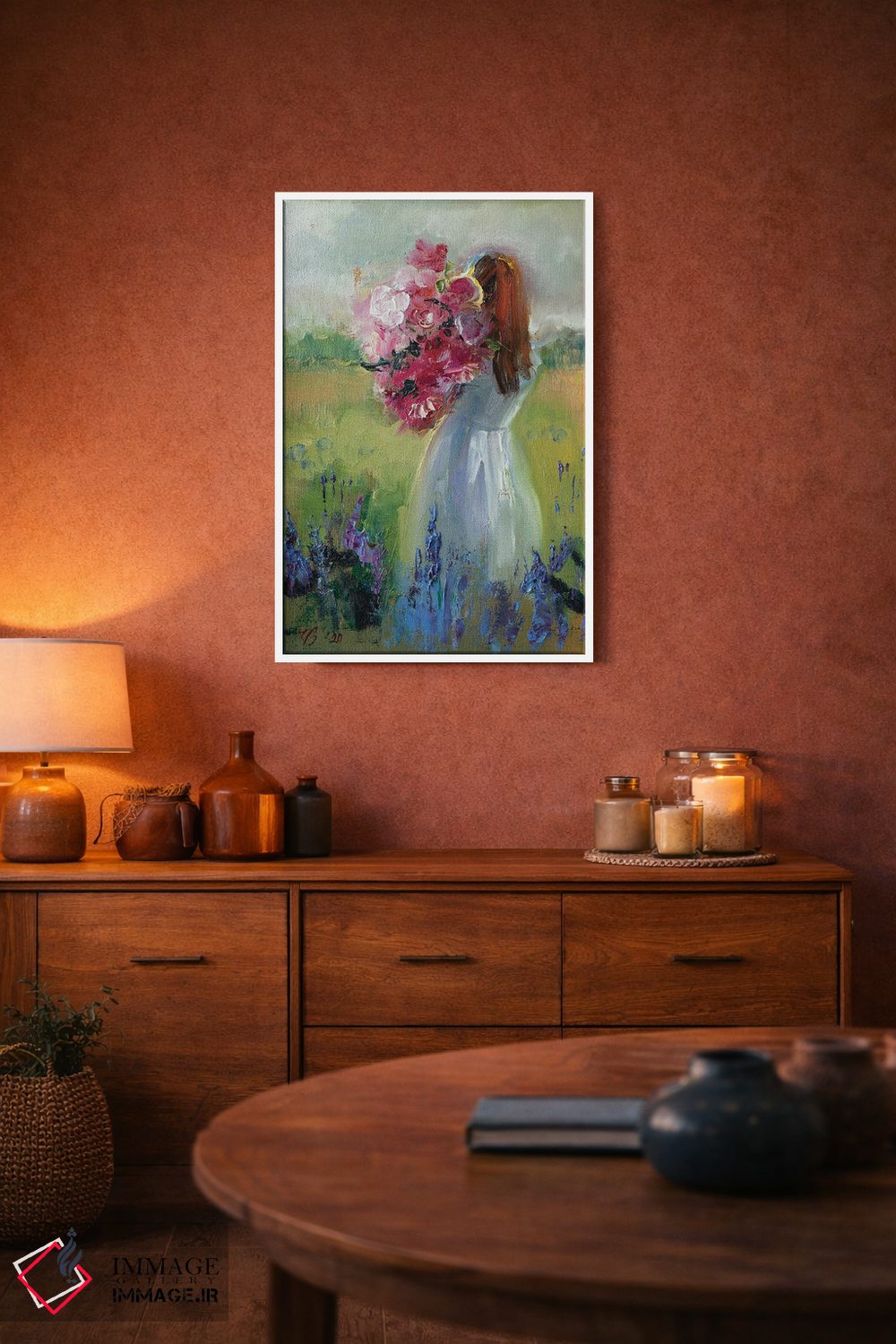 تابلو دکوراتیو دختر با گل ها اثر کاتارینا والوا - D3W
