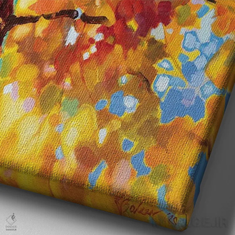 تابلو دکوراتیو پاییز طلایی اثر کاتارینا والوا - نمای نزدیک بافت بوم