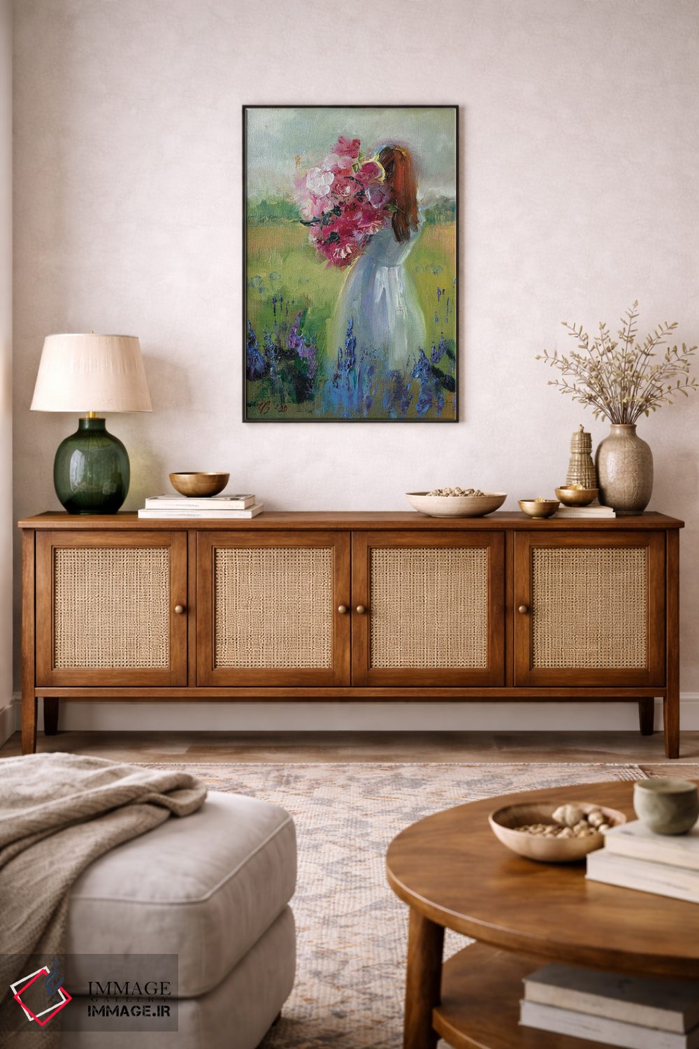 تابلو دکوراتیو دختر با گل ها اثر کاتارینا والوا - D4B
