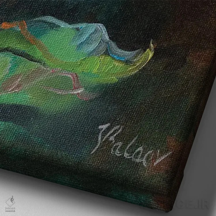 تابلو دکوراتیو گل صدتومانی صورتی اثر کاتارینا والوا - نمای نزدیک بافت بوم