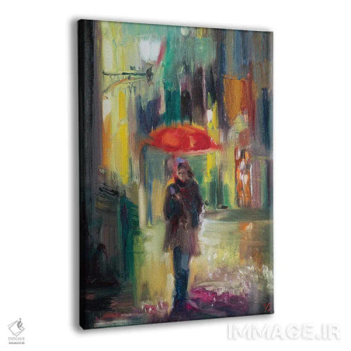 تابلو دکوراتیو چتر قرمز اثر کاتارینا والوا - نمای پرسپکتیو محصول