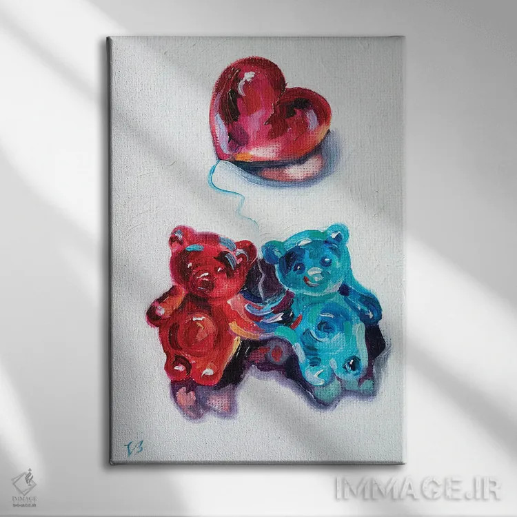 تابلو دکوراتیو زوج خرس پلاستیکی اثر کاتارینا والوا - نمای روبهرو روی دیوار