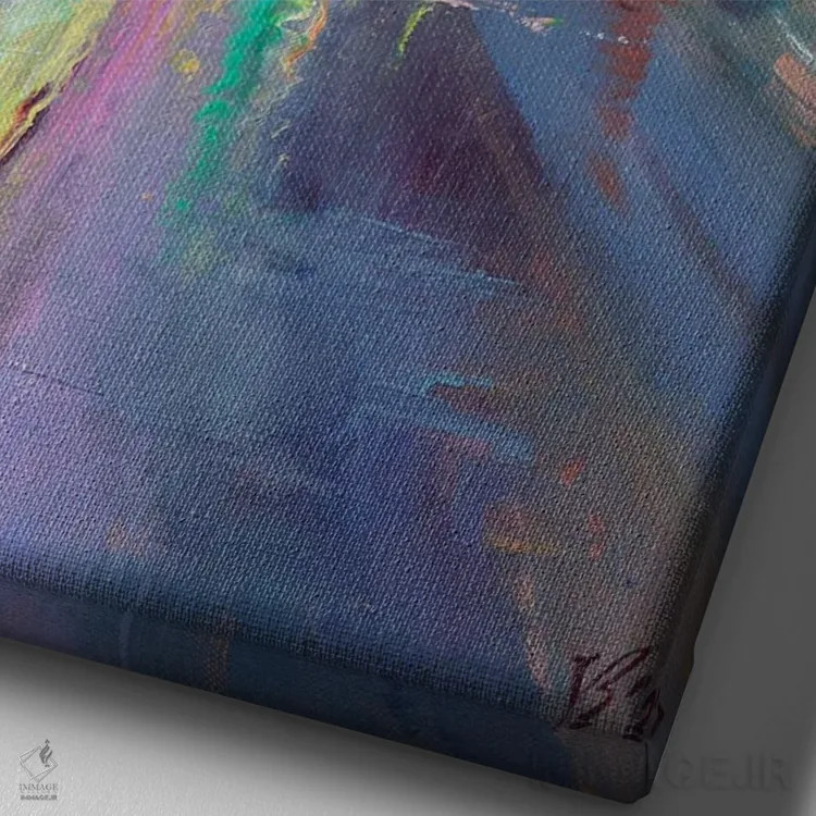 تابلو دکوراتیو غروب بارانی اثر کاتارینا والوا - نمای نزدیک بافت بوم