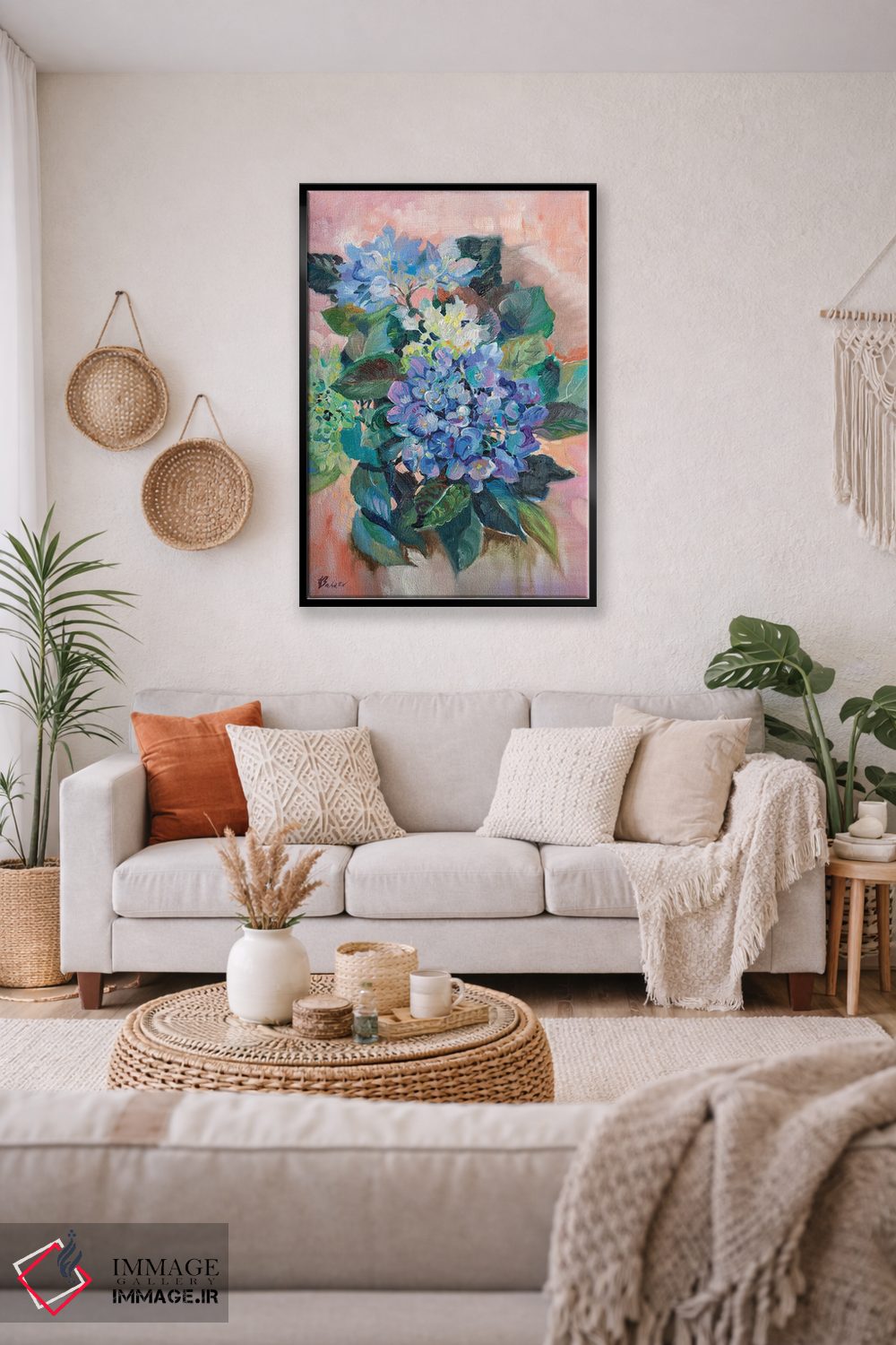 تابلو دکوراتیو هورتانسیا آبی اثر کاتارینا والوا - D3B